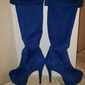Electric  Blue Thigh  High Boots